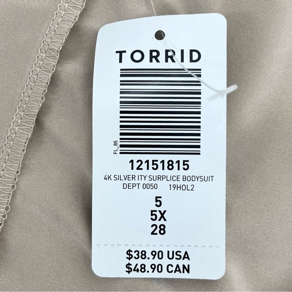 NWT Torrid Golden Champagne Studio Knit Surplice Bodysuit 5X - Picture 9 of 14
